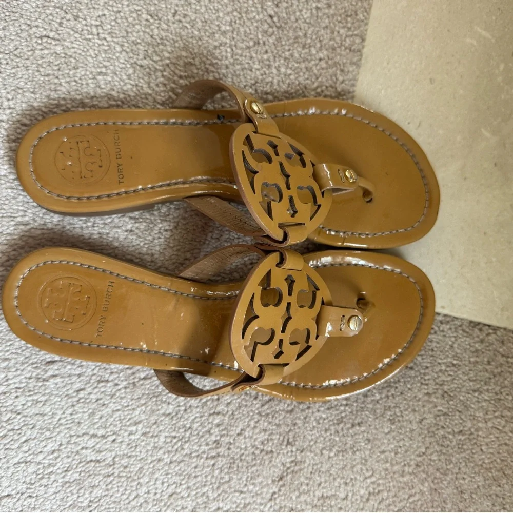 Tory Burch Miller Leather Sandals Tan